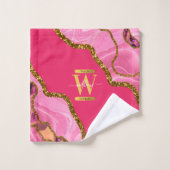 Roze en goudgrijs Glitter Monogram Bad Handdoek (Wasdoekje)
