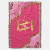 Roze en goudgrijs Glitter Monogram Deken (Voorkant Verticaal)
