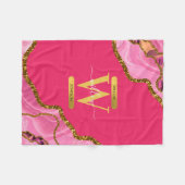 Roze en goudgrijs Glitter Monogram Fleece Deken (Voorkant (Horizontaal))