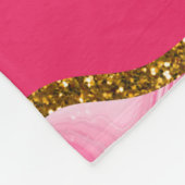 Roze en goudgrijs Glitter Monogram Fleece Deken (Hoek)