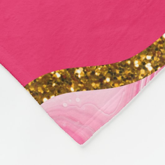 Roze en goudgrijs Glitter Monogram Fleece Deken (Hoek)