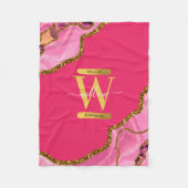 Roze en goudgrijs Glitter Monogram Fleece Deken (Voorkant)