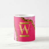 Roze en goudgrijs Glitter Monogram Koffiemok (Center)