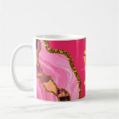 Roze en goudgrijs Glitter Monogram Koffiemok (Links)