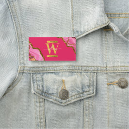 Roze en goudgrijs Glitter Monogram Naamplaatje
