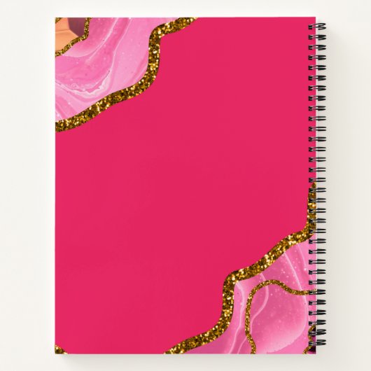 Roze en goudgrijs Glitter Monogram Notitieboek (Achterkant)