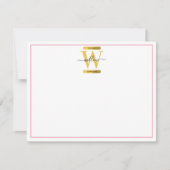 Roze en goudgrijs Glitter Monogram Notitiekaartje (Voorkant)