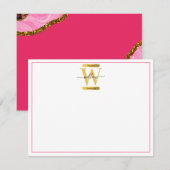 Roze en goudgrijs Glitter Monogram Notitiekaartje (Voorkant / Achterkant)