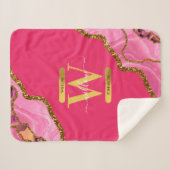 Roze en goudgrijs Glitter Monogram Sherpa Deken (Voorkant (horizontaal))