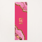 Roze en goudgrijs Glitter Monogram Yogamat (Voorkant)