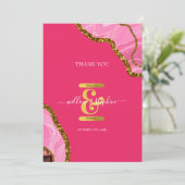 Roze en goudgrijze geode bruistode bedankkaart (Staand voorkant)