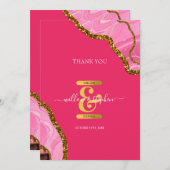 Roze en goudgrijze geode bruistode bedankkaart (Voorkant / Achterkant)