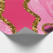 Roze en goudgrijze geode glitter cadeaupapier (Hoek)