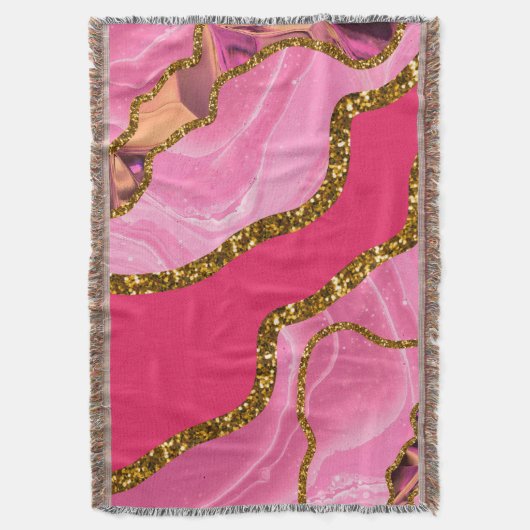 Roze en goudgrijze geode glitter deken (Voorkant Verticaal)