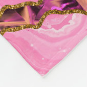 Roze en goudgrijze geode glitter fleece deken (Hoek)