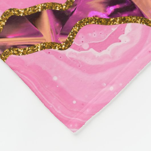 Roze en goudgrijze geode glitter fleece deken (Hoek)