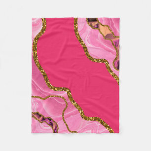 Roze en goudgrijze geode glitter fleece deken