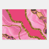Roze en goudgrijze geode glitter inpakpapier vel (Voorkant 2)