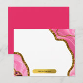 Roze en goudgrijze geode glitter notitiekaartje (Voorkant / Achterkant)