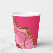 Roze en goudgrijze geode glitter papieren bekers (Voorkant)