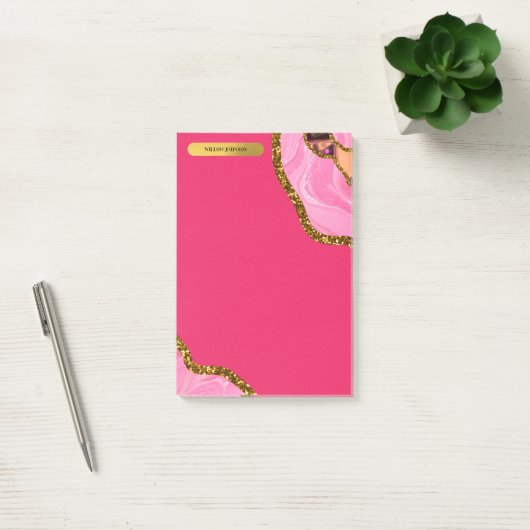 Roze en goudgrijze geode glitter post-it® notes (Kantoor)