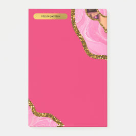 Roze en goudgrijze geode glitter post-it® notes