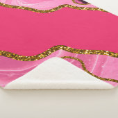 Roze en goudgrijze geode glitter sherpa deken (3/4)