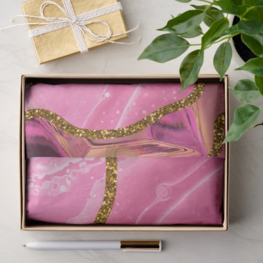 Roze en goudgrijze geode glitter tissuepapier (Geschenk)