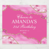 Roze en goudgrijze marmer sparkling wijnetiket (Enkel label)