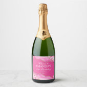 Roze en goudgrijze marmer sparkling wijnetiket (Voorkant)