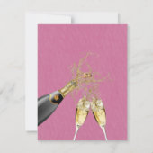 Roze en goudgrijze Waterverf Brunch en Bubble Inv Kaart (Achterkant)