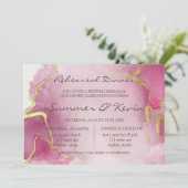 Roze en goudgrijze Waterverf repetitie binnenin Kaart (Staand voorkant)