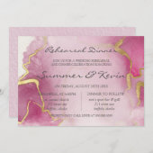 Roze en goudgrijze Waterverf repetitie binnenin Kaart (Voorkant / Achterkant)