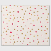 Roze en goudgrote polka dots, verpakkingspapier cadeaupapier (Vlak)