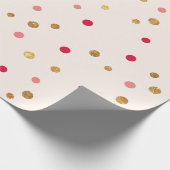 Roze en goudgrote polka dots, verpakkingspapier cadeaupapier (Hoek)