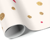 Roze en goudgrote polka dots, verpakkingspapier cadeaupapier (Rol Hoek)