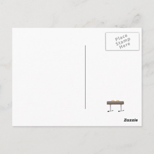 Roze en goudgymnastiek 12e verjaardag briefkaart (Achterkant)