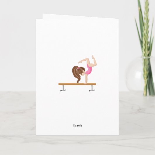 Roze en goudgymnastiek 18e verjaardag bedankkaart (Achterkant)