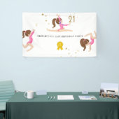 Roze en goudgymnastiek 21ste verjaardag spandoek (Beurs)