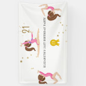 Roze en goudgymnastiek 21ste verjaardag spandoek (Verticaal)