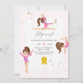 Roze en goudgymnastiek 2e verjaardag Foto Kaart (Voorkant)