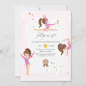 Roze en goudgymnastiek 3e verjaardag kaart (Voorkant)