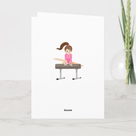 Roze en goudgymnastiek 4e verjaardag kaart (Achterkant)