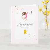 Roze en goudgymnastiek 4e verjaardag kaart (Gele Bloem)