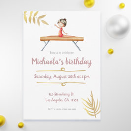 Roze en goudgymnastiek meisje op zondag kaart