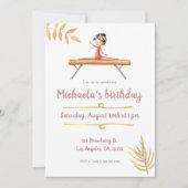 Roze en goudgymnastiek meisje op zondag kaart (Voorkant)