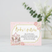 Roze en goudhandschoenen voor Baby Uitnodiging Briefkaart (Staand voorkant)