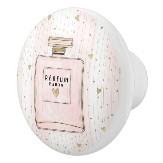 Roze en goudharten Parijs Parfum Chic-Mode Keramische Knop (Rechts)