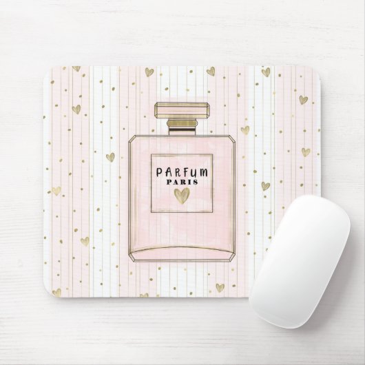Roze en goudharten Parijs Parfum Chic-Mode Muismat (Met muis)