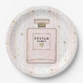 Roze en goudharten Parijs Parfum Chic-Mode Papieren Bordje (Voorkant)